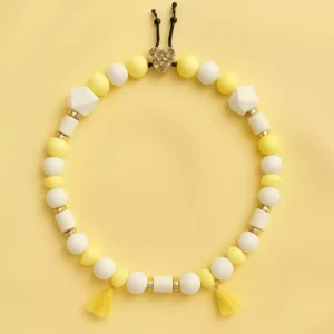 bijou collier pour chien jaune chic et elegant perles em