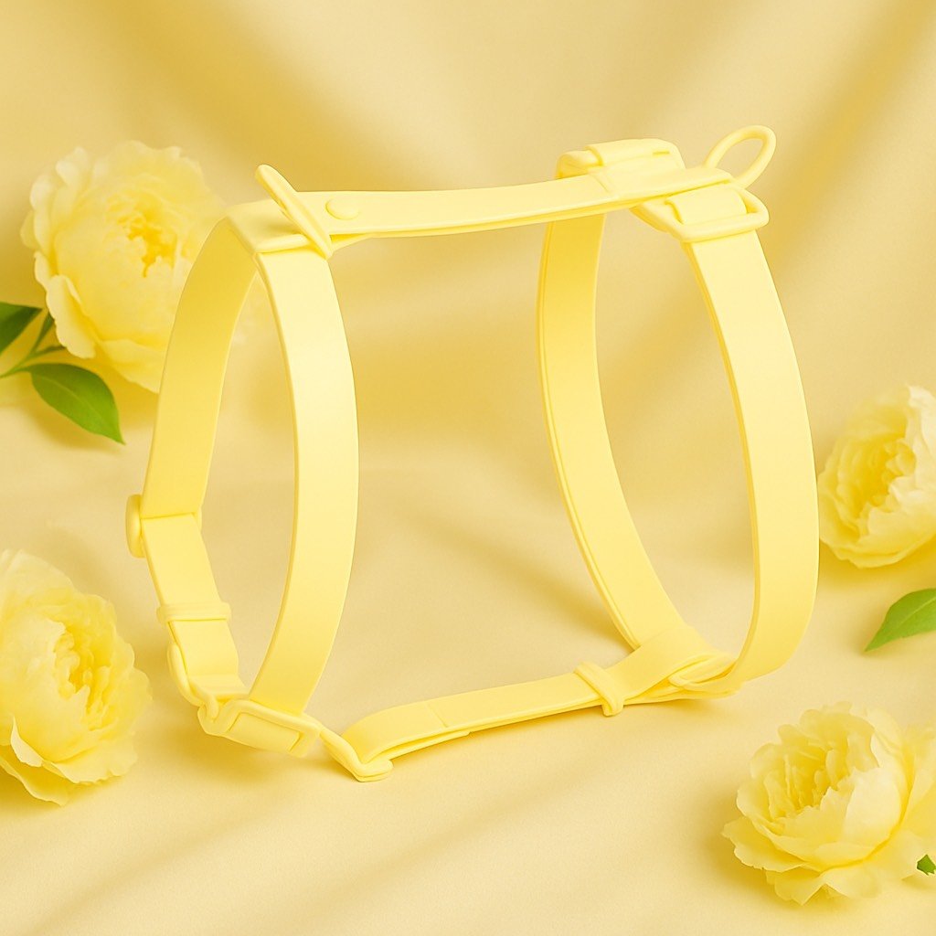 harnais pour chien en biothane pastel jaune waterproof