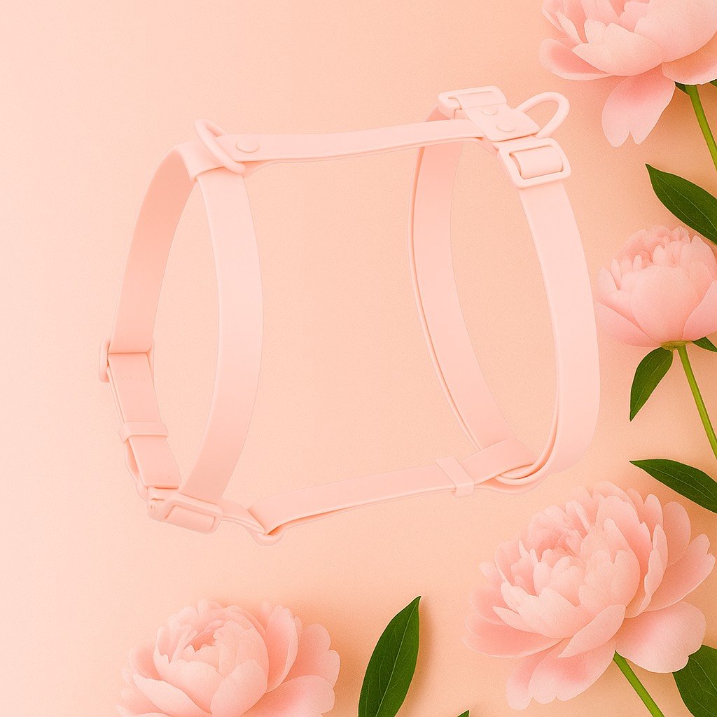 harnais pour chien en biothane pastel rose saumon waterproof