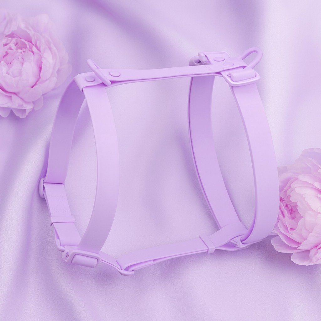 harnais pour chien en biothane pastel violet lilas waterproof