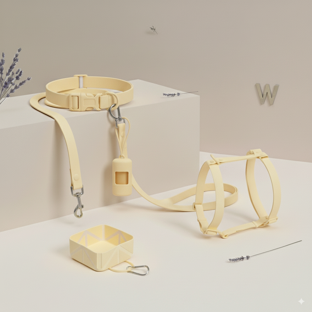 pack accessoires chien biothane jaune