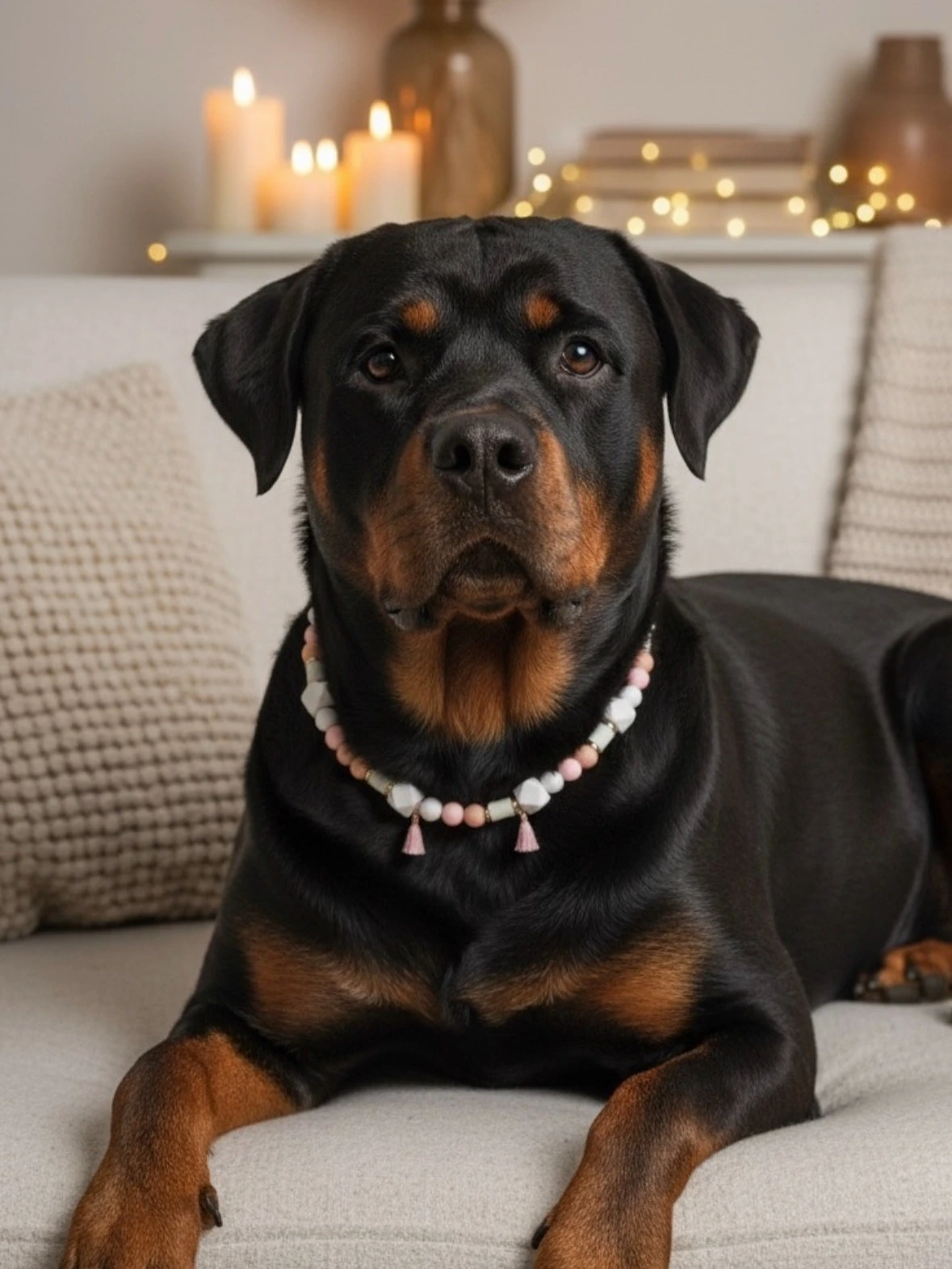 collier bijoux perles em antiparasitaire antiparasite woofty saumon rose