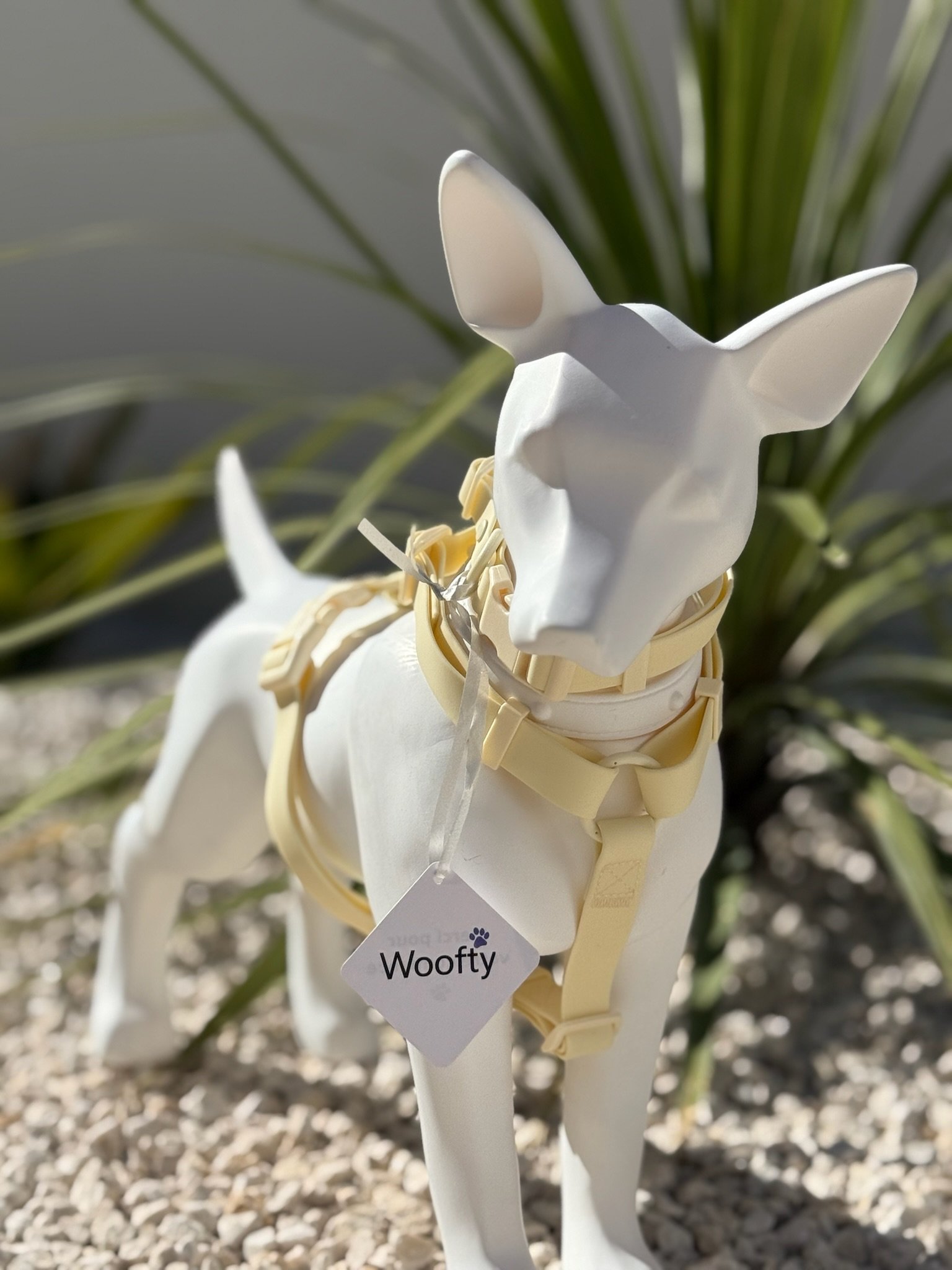 collier harnais chien jaune pastel woofty reel waterproof