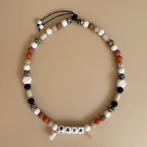 bijoux leopard terracotta beige collier perles em antiparasitaire woofty style chic