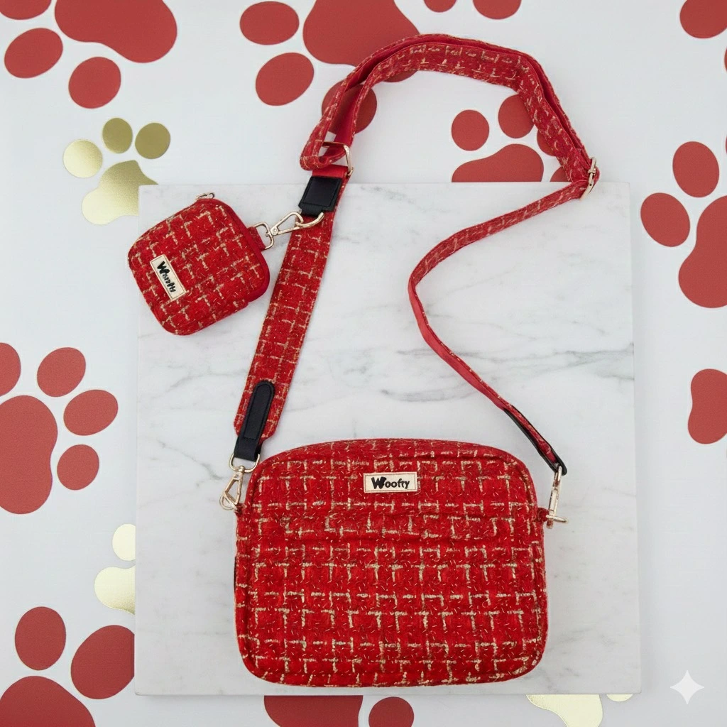 sacoche woofty noire – poopbag intégré + mini pochette friandises (copie)