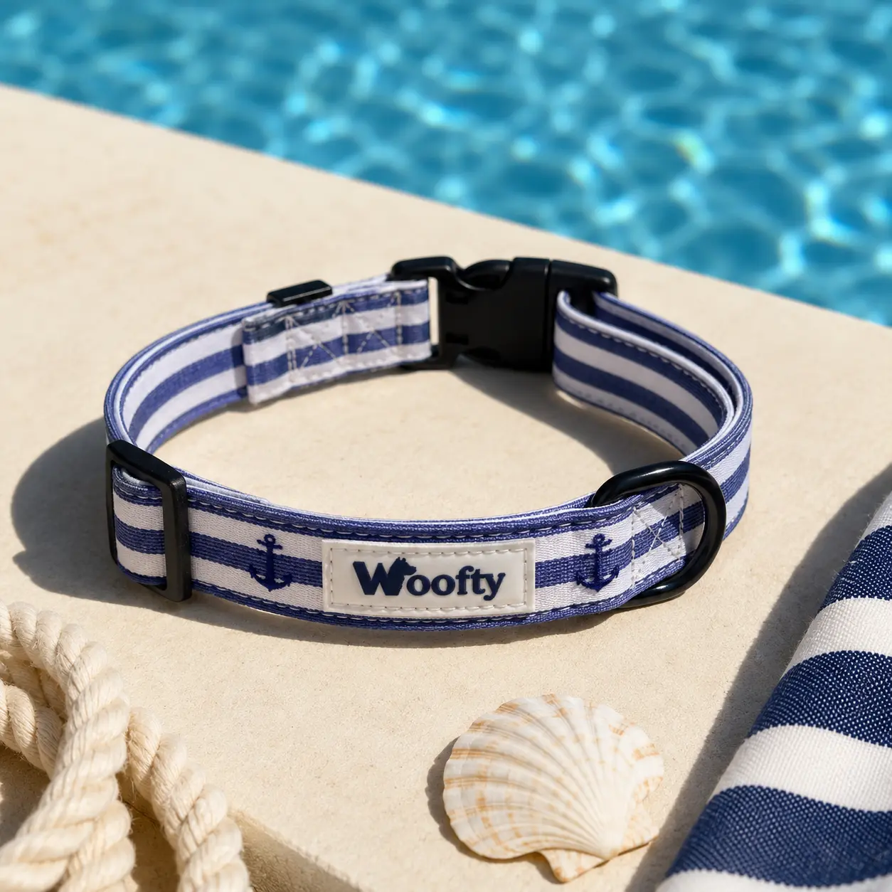 collier chien pack laisse collier marin mariniere bleu blanc chic tendance style woofty